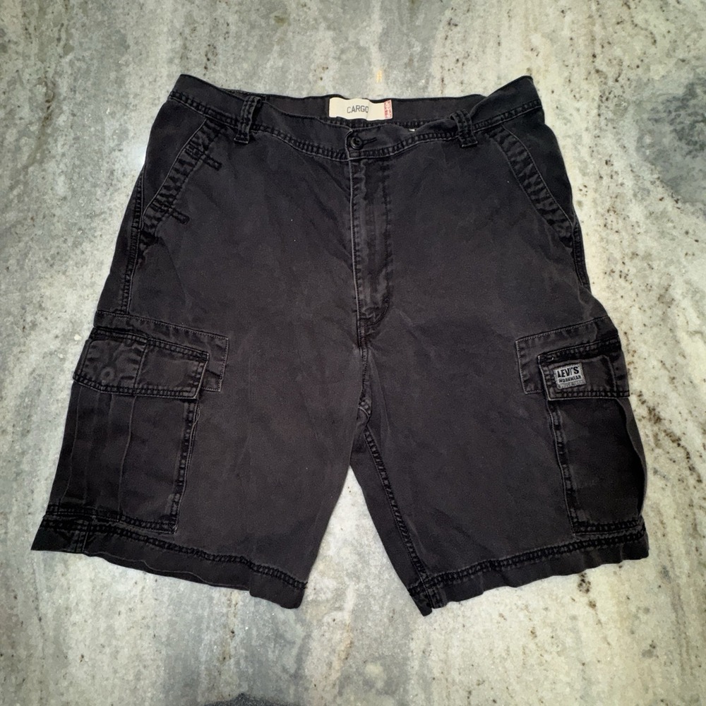Levi's Men's 38 Black Cargo Pockets Shorts Skater Y2K Punk Work School Outdoor